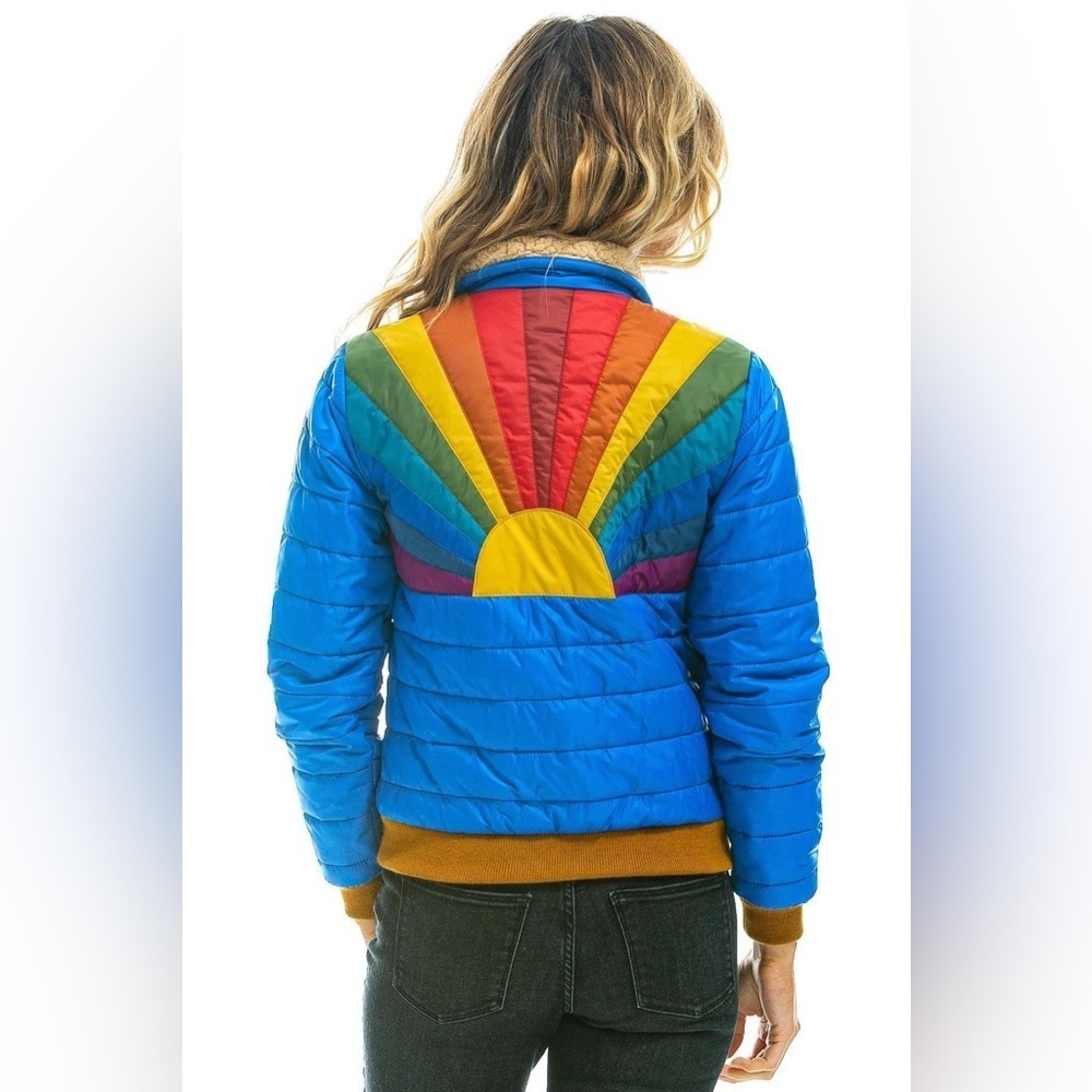 Aviator Nation Sunburst Puffer Jacket Dresden Rainbow NWT Sold Out Rare